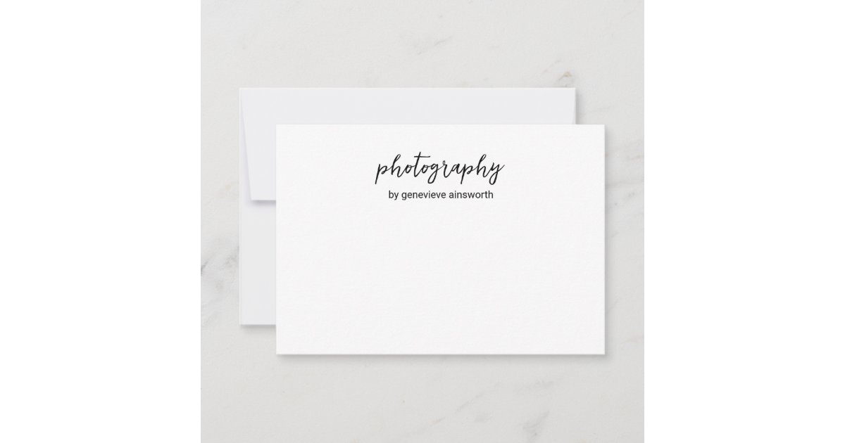 Clean Black and White Modern Business Note Card | Zazzle