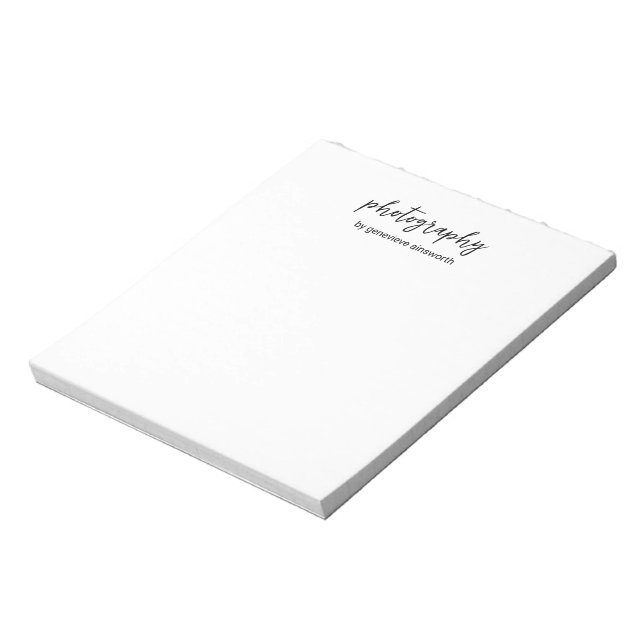 Clean Black and White Modern Business Notepad (Rotated)