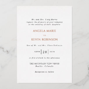 Clean Black and White Modern Wedding Foil Invitation