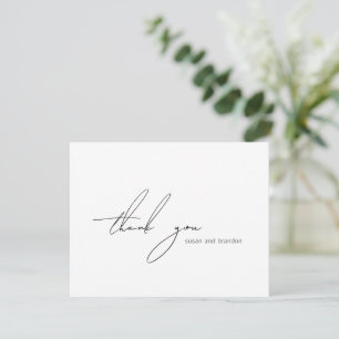 Clean Black and White Modern Wedding Thank You Card