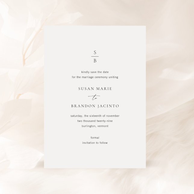 Clean Black and White Monogram Modern Wedding Save The Date (Creator Uploaded)