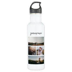 Clean Black and White Photo Modern Stainless Steel Water Bottle