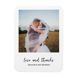 Clean Black and White Photo Modern Wedding Magnet