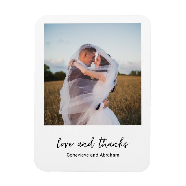 Clean Black and White Photo Modern Wedding Magnet (Vertical)