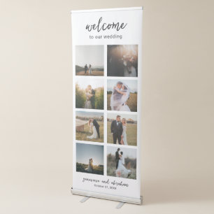 Clean Black and White Photo Modern Wedding Retractable Banner