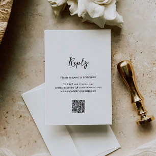 Clean Black and White Photo QR Code Modern Wedding RSVP Card