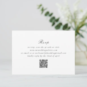 Clean Black and White QR Code Elegant Wedding RSVP Card