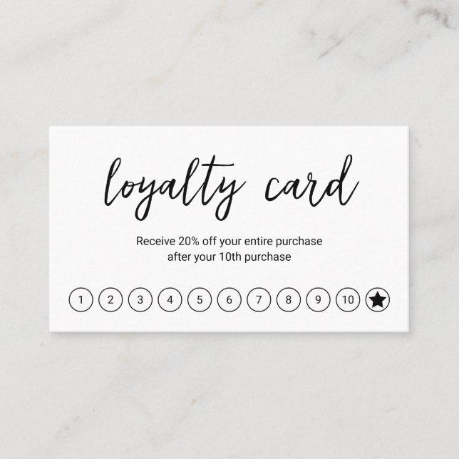 Clean Black and White QR Code Modern Loyalty Card (Front)