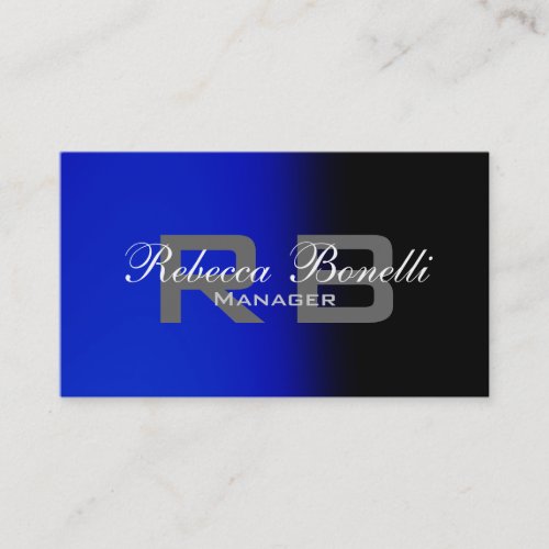 Clean Black Blue Gray Monogram Business Card