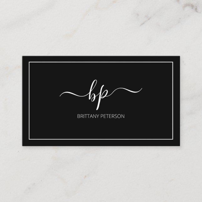 Clean Black Elegant Modern Professional Business Card (Front)