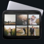 Clean Black Photo Modern Laptop Sleeve<br><div class="desc">Modern laptop sleeve featuring a simple and minimal black design with a photo collage of six of your favorite wedding pictures.  This elegant laptop sleeve is perfect for a newlywed bride.</div>