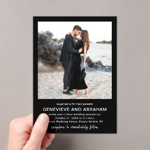 Clean Black Photo Modern Wedding Acrylic Invitations