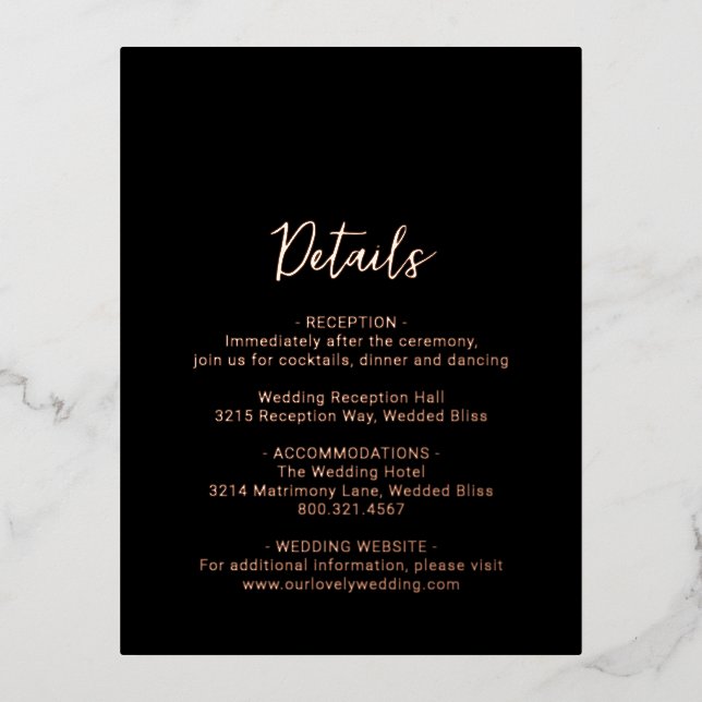 Clean Black Photo Modern Wedding Enclosure Card (Front)