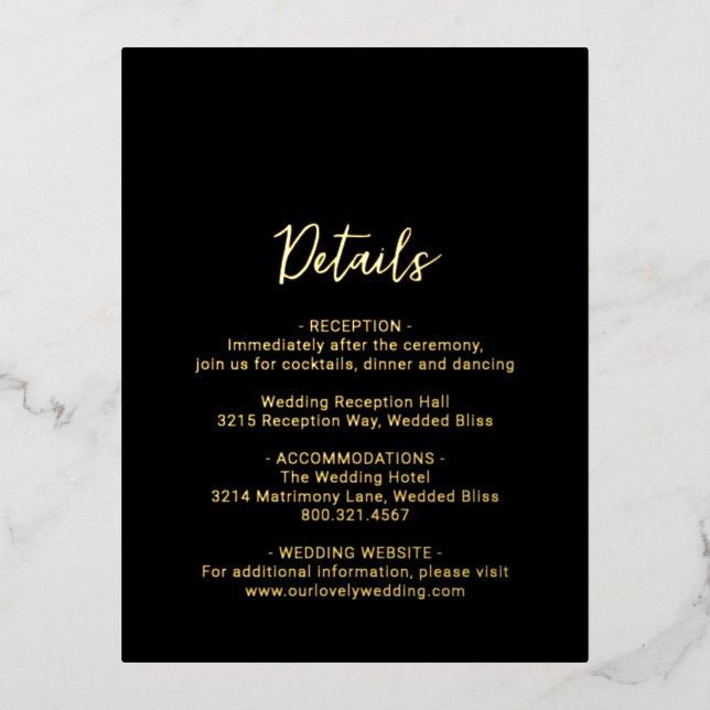 Clean Black Photo Modern Wedding Enclosure Card (Front)