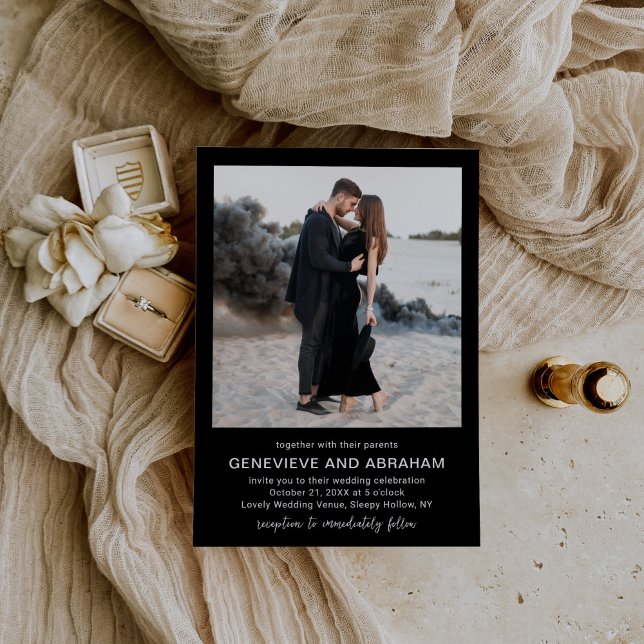 Clean Black Photo Modern Wedding Invitation (Creator Uploaded)