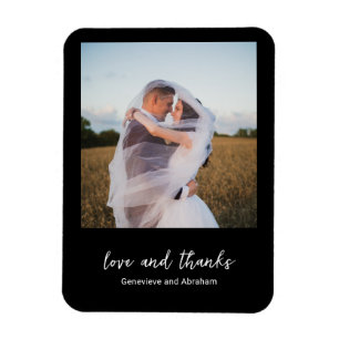 Clean Black Photo Modern Wedding Magnet