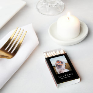 Clean Black Photo Modern Wedding Matchboxes