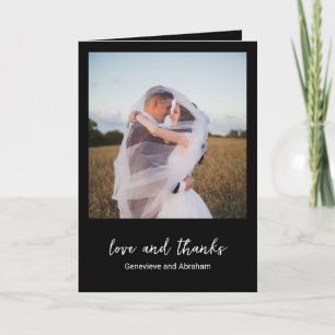 Clean Black Photo Modern Wedding Thank You Card