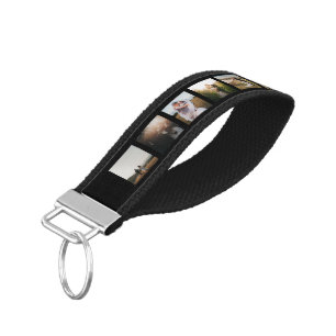 Clean Black Photo Modern Wrist Keychain