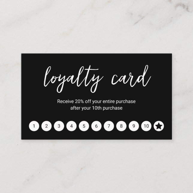 Clean Black QR Code Modern Loyalty Card (Front)