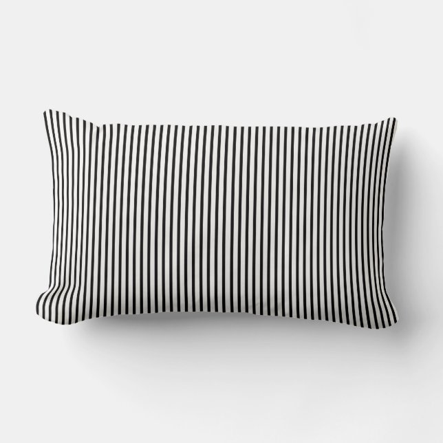 Clean Black Stripe Lumbar Throw Pillow (Front)