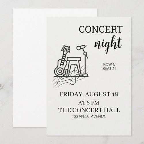 Clean Black & White	Bold Invitation | concert nigh