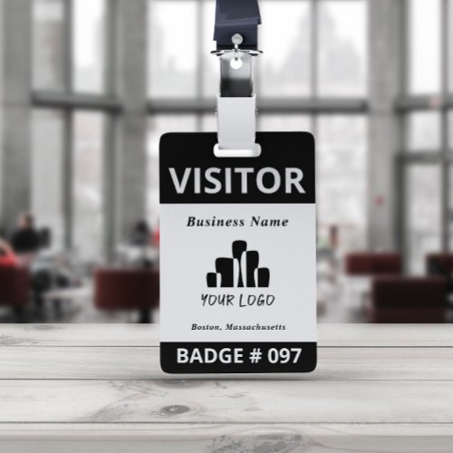 Clean Black White Visitor Logo Template Badge