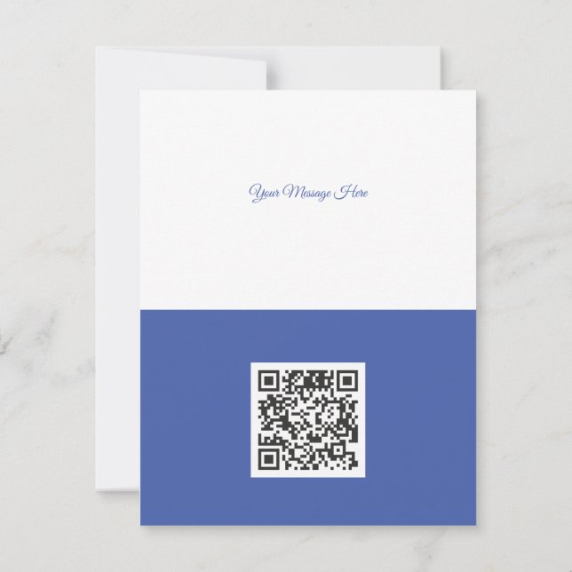 Clean Blue Corporate QR Code Christmas Tree Holiday Card (Back)