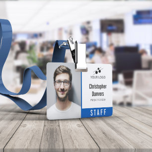 Clean Blue Employee ID Add Your Logo Badge