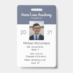 Clean Blue Homeschool Student ID Badge