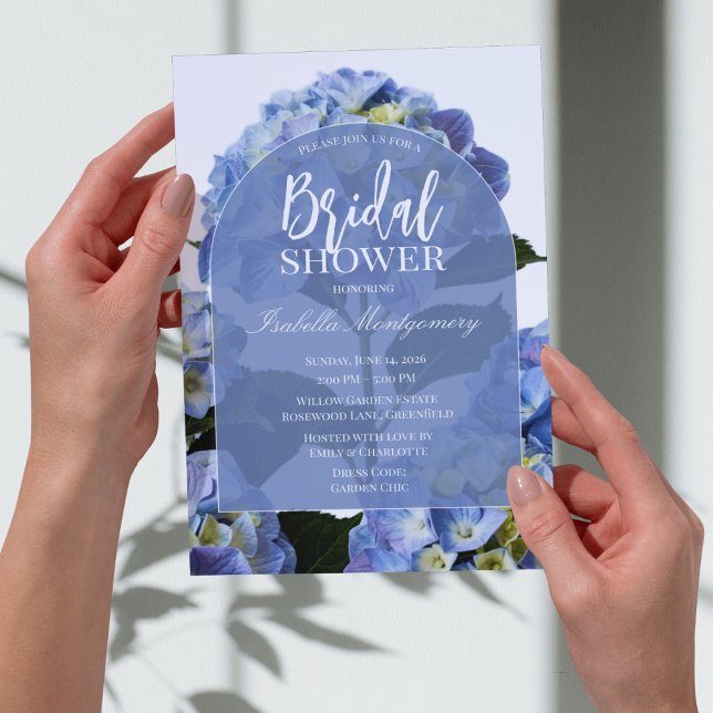Clean Blue Hydrangea Floral Bridal Shower Invitation (Clean Blue Hydrangea Floral Bridal Shower Invitations
)