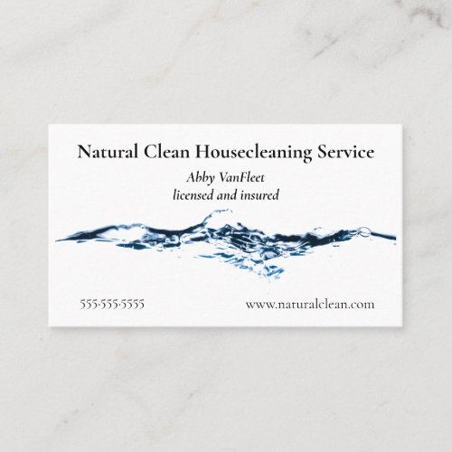 Clean Blue Water Splash Business Card