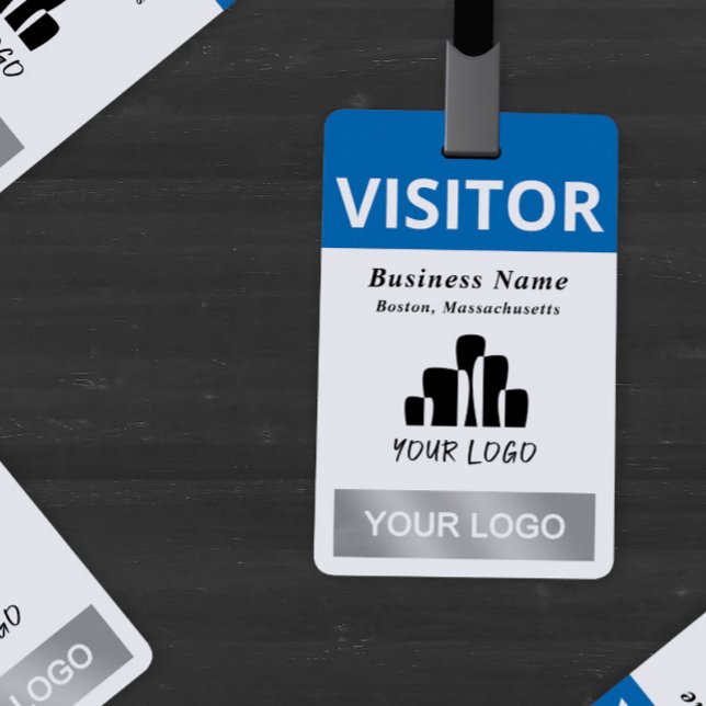 Clean Blue White Visitor 2 Logos Template Badge (Creator Uploaded)