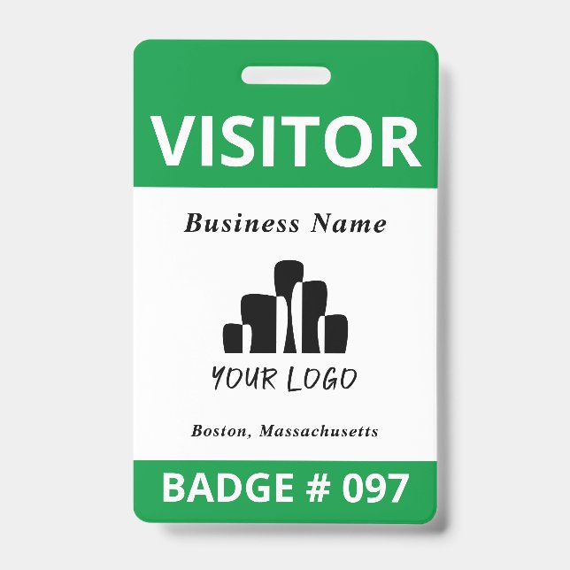 Clean Blue White Visitor Logo Template Badge (Front)
