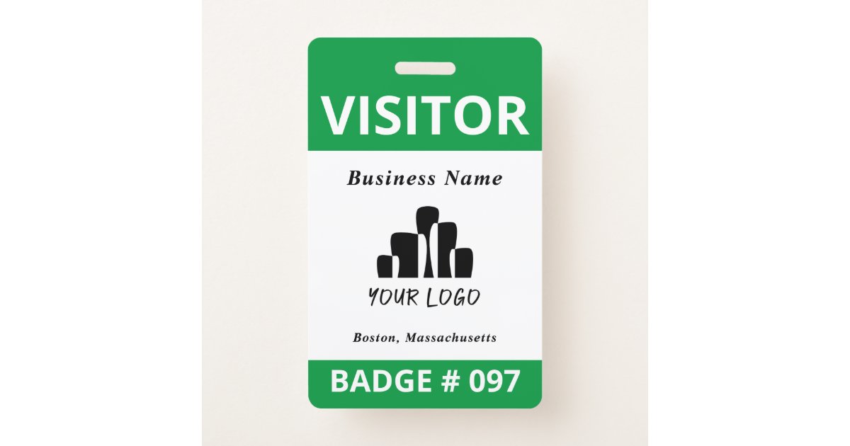 Clean Blue White Visitor Logo Template Badge Zazzle