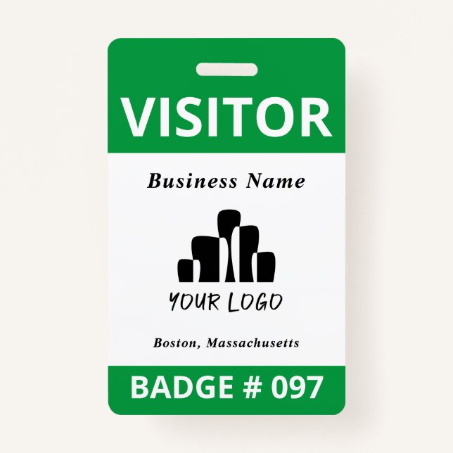 Clean Blue White Visitor Logo Template Badge (Front)