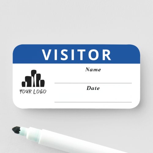 Clean Blue White Visitor Logo Template Badge