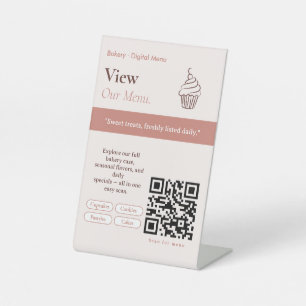 Clean Blush Minimal Scan for Menu QR Code Sign
