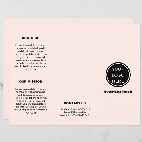 Clean Blush Pink Company Logo Trifold Brochures