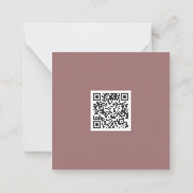 Clean Bordeaux Corporate QR Code Note Card (Back)