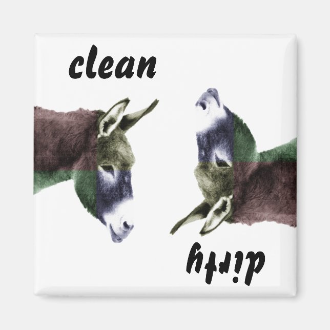 Clean Burro or Dirty Donkey Dishwasher Magnet (Front)