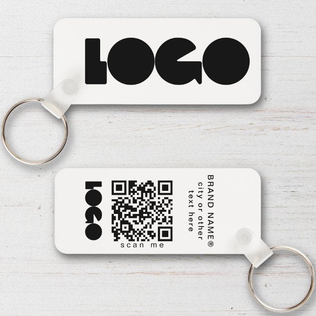 Clean Business Logo & QR Code, Company  Horizontal Keychain (Creator Uploaded)