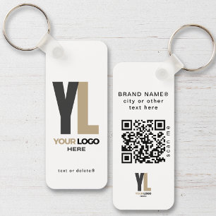 Clean Business Logo & QR Code, Company  Vertical Keychain