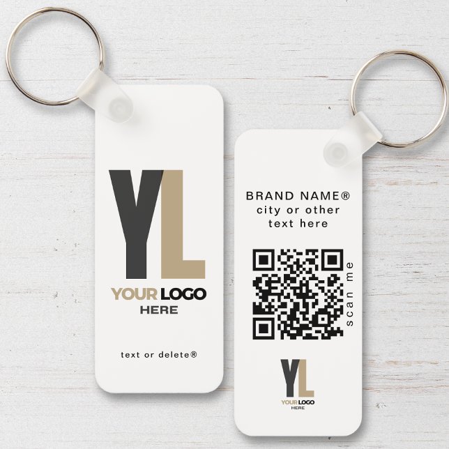 Clean Business Logo & QR Code, Company  Vertical Keychain (Creator Uploaded)