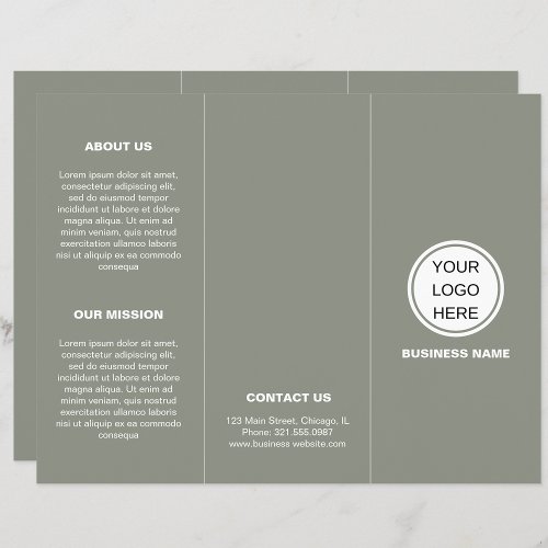 Clean Business Logo Sage Green Trifold Brochures