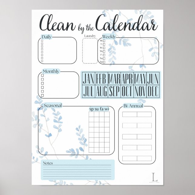 Clean by the Calendar Chore Chart (Front)