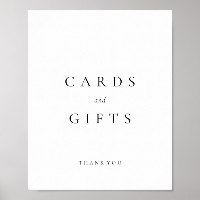 Clean Cards and Gifts Wedding Gift Table Poster