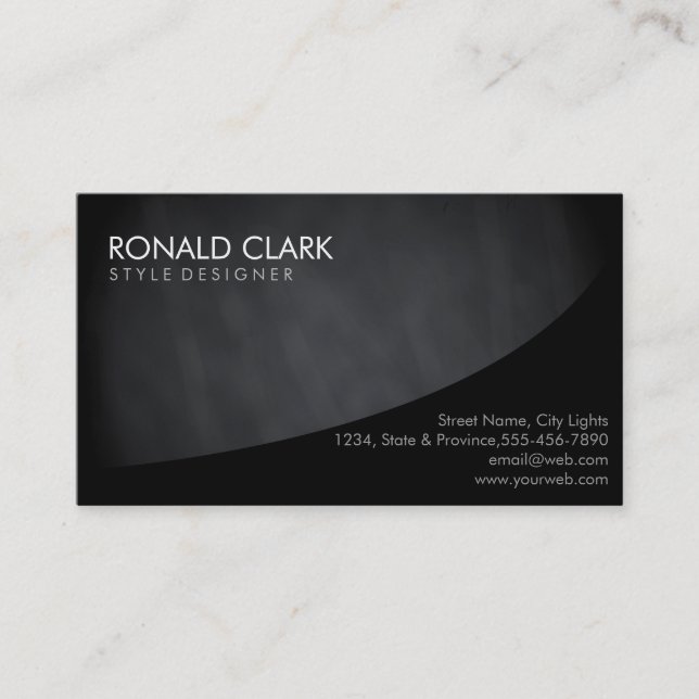 Clean Chalkboard Professional Black Elegant Business Card (Front)