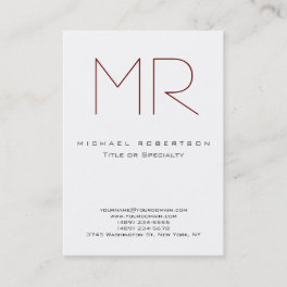 Clean Chic Monogram Large Professional Business Card