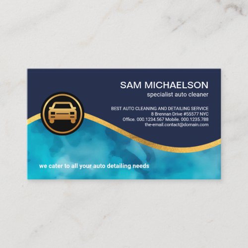 Clean Clear Waters Gold Wave Line Automobile Business Card